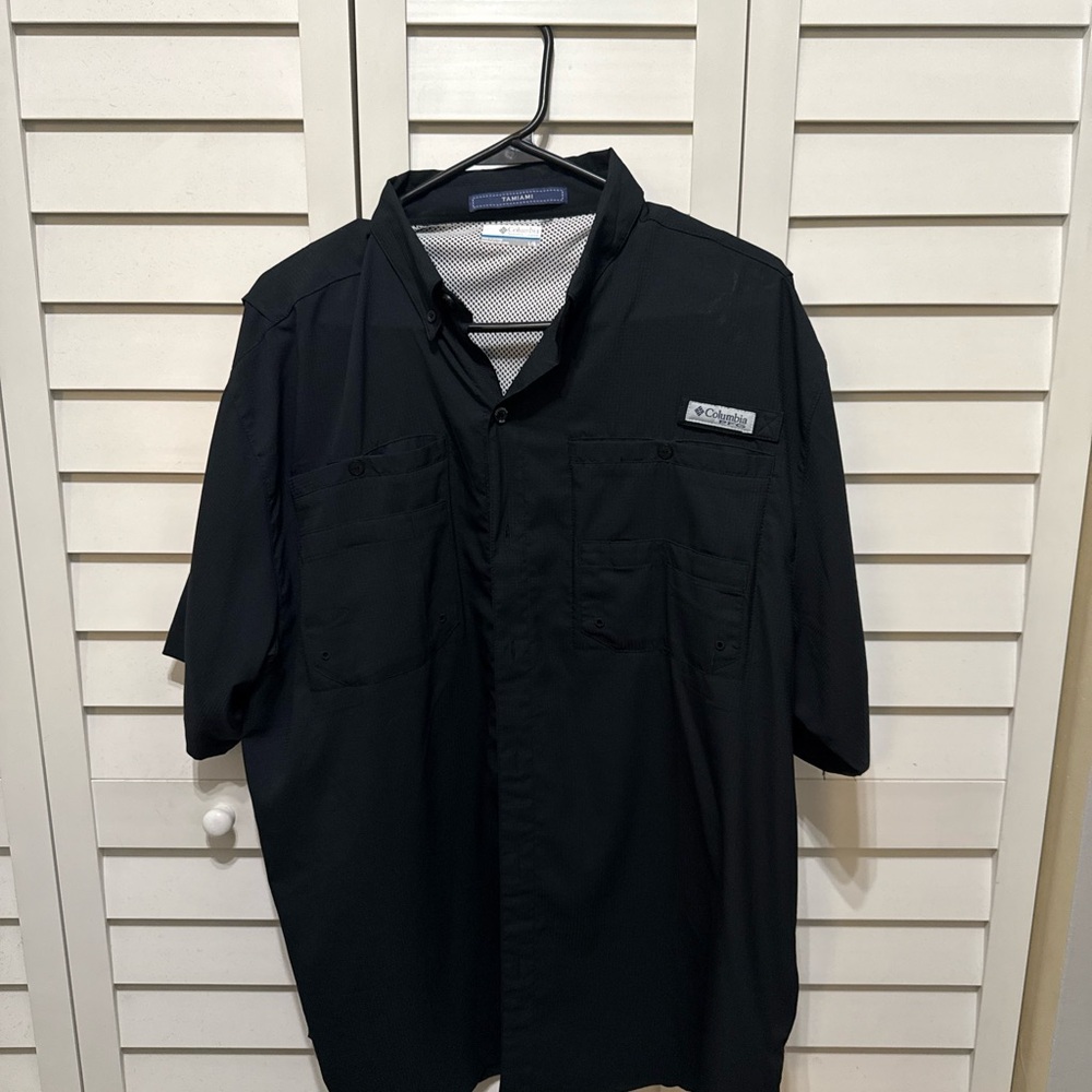 Columbia Black Casual Button Down Shirt boating shirt